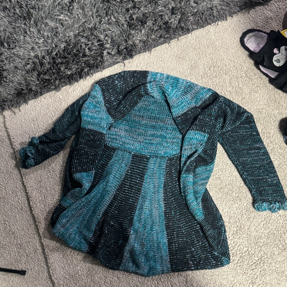 Striped Teal and Black Sweater
